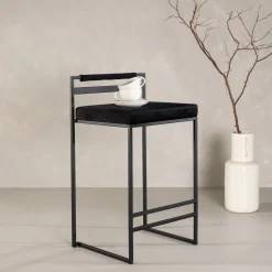 Nohr Barkruk Met Rugleuning|Barkruk Rudolfo Velvet (zithoogte 58cm)