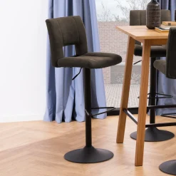 Bendt Barkruk Met Rugleuning|Barkruk Verstelbaar|Barkruk Ruth (zithoogte 62-83cm) Antraciet