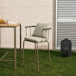 Kave Home Barkruk Met Rugleuning|Barkruk Salguer Gevlochten touw en staal, kleur (zithoogte 66cm) Beige