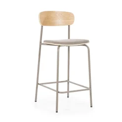 By-Boo Barkruk Met Rugleuning|Barkruk Skola (zithoogte 67cm) Taupe