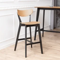 Bendt Barkruk Met Rugleuning|Barkruk Hout|Barkruk Torkil (zithoogte 77cm) Eiken