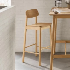 Bendt Barkruk Met Rugleuning|Barkruk Hout|Barkruk Vernard Eiken (zithoogte 74cm) Naturel