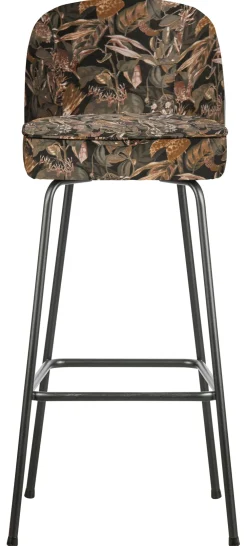 WOOOD Barkruk Met Rugleuning|Barkruk Vogue (zithoogte 80cm) Velvet Bouquet Zwart
