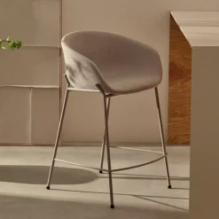 Kave Home Barkruk Met Rugleuning|Barkruk Yvette kleur (zithoogte 65cm) Beige