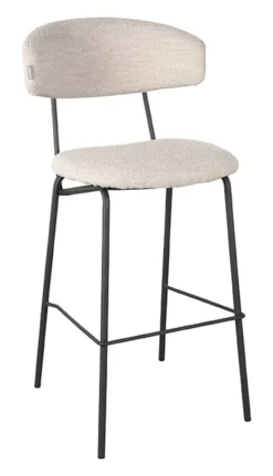 LABEL51 Barkruk Met Rugleuning|Barkruk Zack Bouclé, kleur (zithoogte 78cm) Naturel
