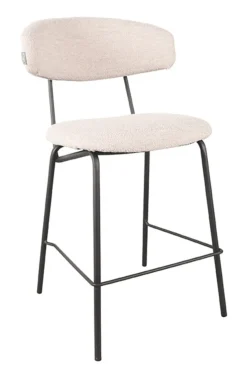 LABEL51 Barkruk Met Rugleuning|Barkruk Zack Bouclé, kleur (zithoogte 65cm) Naturel