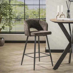 LifestyleFurn Barkruk Met Rugleuning|Barstoel Arnie Renegade stof (zithoogte 69cm)