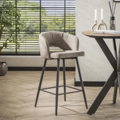 LifestyleFurn Barkruk Met Rugleuning|Barstoel Arnie Renegade stof (zithoogte 69cm)
