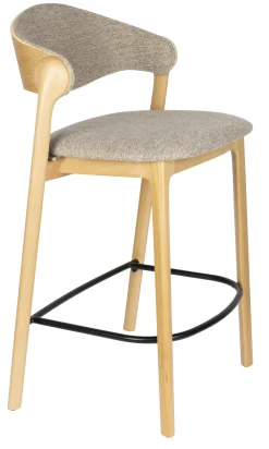 Dutchbone Barkruk Met Rugleuning|Barstoel Babington Stof en beukenhout (zithoogte 65cm)