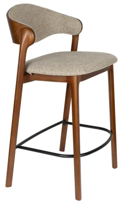 Dutchbone Barkruk Met Rugleuning|Barstoel Babington Stof en beukenhout (zithoogte 65cm)