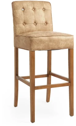 Rivièra Maison Barkruk Met Rugleuning|Barkruk Leer / Kunstleer|Barstoel Cape Breton Pellini leder Camel