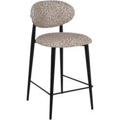 Richmond Interiors Barkruk Met Rugleuning|Barstoel Dantes Geo stof, kleur Naturel