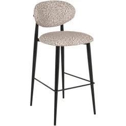 Richmond Interiors Barkruk Met Rugleuning|Barstoel Dantes Geo stof, kleur Naturel
