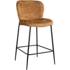 Richmond Interiors Barkruk Met Rugleuning|Barstoel Darby Chenille (zithoogte 68cm)