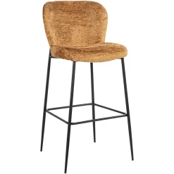 Richmond Interiors Barkruk Met Rugleuning|Barstoel Darby Chenille (zithoogte 76cm)