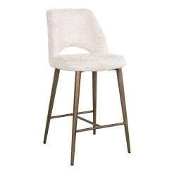 Richmond Interiors Barkruk Met Rugleuning|Barstoel Delphine Chenille, kleur Crème (zithoogte 66,5cm) Cru00e8me