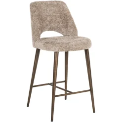 Richmond Interiors Barkruk Met Rugleuning|Barstoel Delphine Lovely stof, kleur Naturel (zithoogte 67cm)