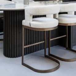 Richmond Interiors Barkruk Met Rugleuning|Barstoel Ellis Bouclé (zithoogte 75cm) Beige