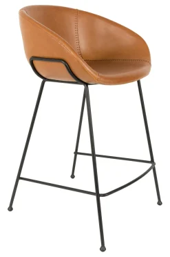 Zuiver Barkruk Met Rugleuning|Barkruk Leer / Kunstleer|Barstoel Feston PU leer (zithoogte 65cm)