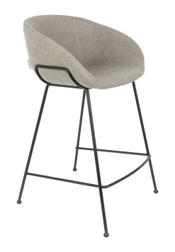 Zuiver Barkruk Met Rugleuning|Barstoel Feston Stof, kleur (zithoogte 65cm) Grijs