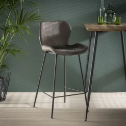 LifestyleFurn Barkruk Met Rugleuning|Barstoel Gael Velvet (zithoogte 67cm)