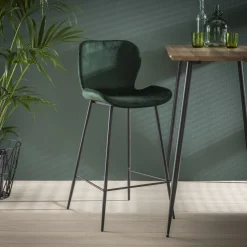 LifestyleFurn Barkruk Met Rugleuning|Barstoel Gael Velvet (zithoogte 67cm)