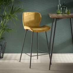LifestyleFurn Barkruk Met Rugleuning|Barstoel Gael Velvet (zithoogte 67cm)