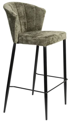 Dutchbone Barkruk Met Rugleuning|Barstoel Georgia Chenille (zithoogte 75cm)