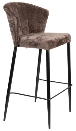 Dutchbone Barkruk Met Rugleuning|Barstoel Georgia Chenille (zithoogte 75cm)