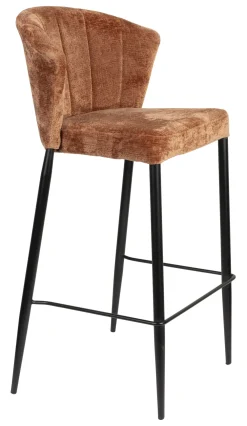 Dutchbone Barkruk Met Rugleuning|Barstoel Georgia Chenille (zithoogte 75cm)