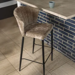 Dutchbone Barkruk Met Rugleuning|Barstoel Georgia Chenille (zithoogte 75cm)