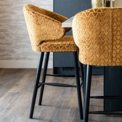 Richmond Interiors Barkruk Met Rugleuning|Barstoel Indigo Triangle, kleur (zithoogte 68cm) Goud