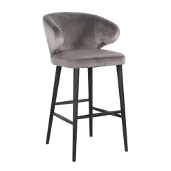 Richmond Interiors Barkruk Met Rugleuning|Barstoel Indigo Velvet (zithoogte 78cm)