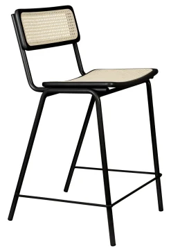 Zuiver Barkruk Met Rugleuning|Barstoel Jort Rotan (zithoogte 67cm) Zwart