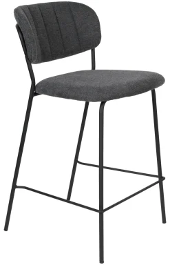 ZILT Barkruk Met Rugleuning|Barstoel Kolten Zwart (zithoogte 65cm)