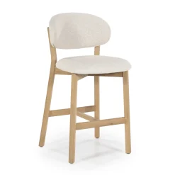 Eleonora Barkruk Met Rugleuning|Barstoel Mikky Eikenhout en stof (zithoogte 69cm)