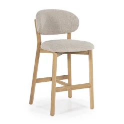 Eleonora Barkruk Met Rugleuning|Barstoel Mikky Eikenhout en stof (zithoogte 69cm)