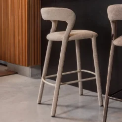 WOOOD Barkruk Met Rugleuning|Barstoel Noble Geweven stof (zithoogte 71cm)