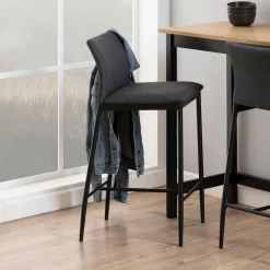 Bendt Barkruk Met Rugleuning|Barstoel Nuna Stof, kleur (zithoogte 67cm) Grijs