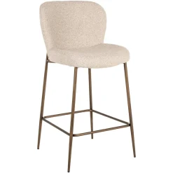Richmond Interiors Barkruk Met Rugleuning|Barstoel Odarby Bouclé, kleur Crème (zithoogte 67cm) Cru00e8me