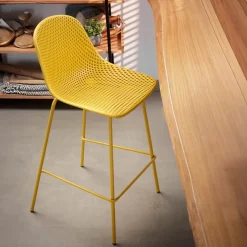 Kave Home Barkrukken|Barkruk Met Rugleuning|Barstoel Quinby (zithoogte 65cm)