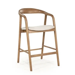 Eleonora Barkruk Met Rugleuning|Barstoel Rayven Essen en stof (zithoogte 65cm)