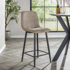LifestyleFurn Barkruk Met Rugleuning|Barstoel Salim Rib (zithoogte 65cm)