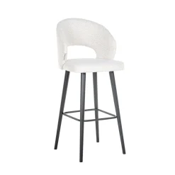 Richmond Interiors Barkruk Met Rugleuning|Barstoel Savoy Bouclé, kleur (zithoogte 82cm) Wit