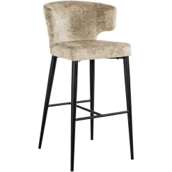 Richmond Interiors Barkruk Met Rugleuning|Barstoel Taylor Chenille (zithoogte 76cm)