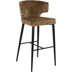 Richmond Interiors Barkruk Met Rugleuning|Barstoel Taylor Chenille (zithoogte 76cm)