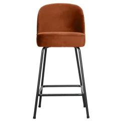 WOOOD Barkruk Met Rugleuning|Barstoel Vogue Velvet (zithoogte 64cm)