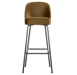 WOOOD Barkruk Met Rugleuning|Barstoel Vogue Velvet (zithoogte 79cm)