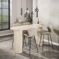 LifestyleFurn Bartafels|Bartafel Laycie Travertinlook, 178 x 70cm Keramiek travertine