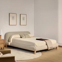 Kave Home Bedden & Boxsprings|Bed Odina Bouclé, kleur Ecru/Naturel Beige